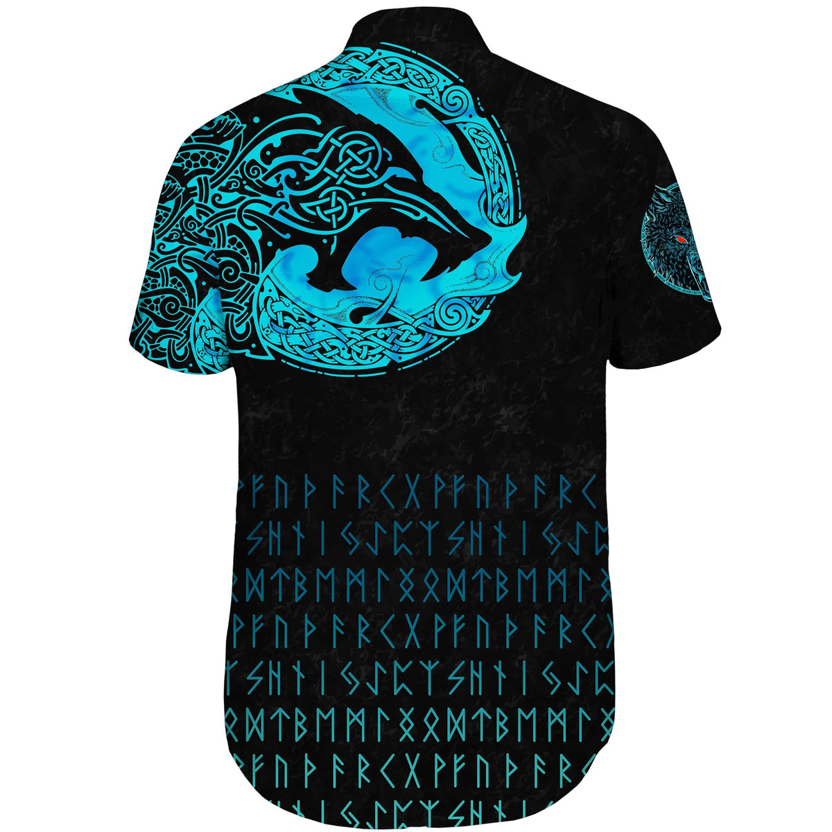 custom-viking-short-sleeve-shirt-fenrir-wolf-cyan