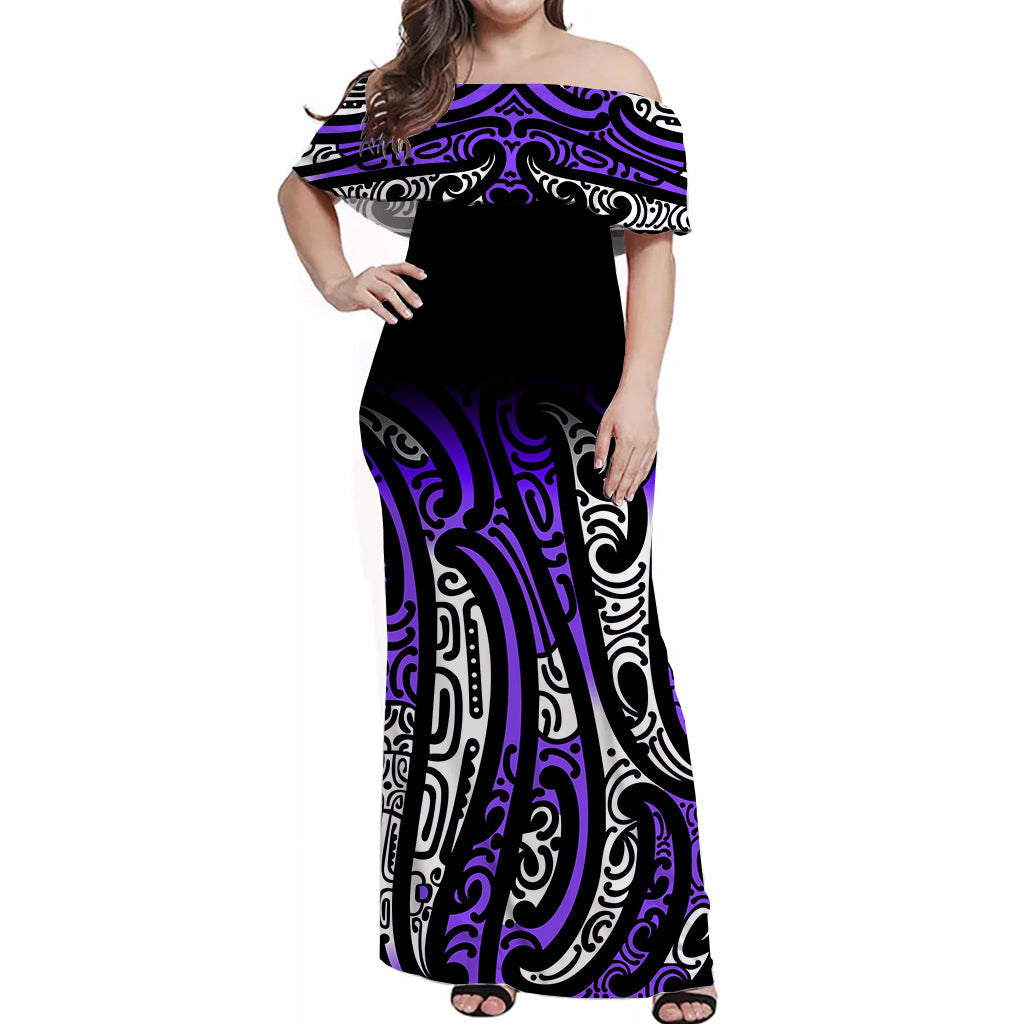 new-zealand-off-shoulder-long-dress-maori-nz-unique-purple