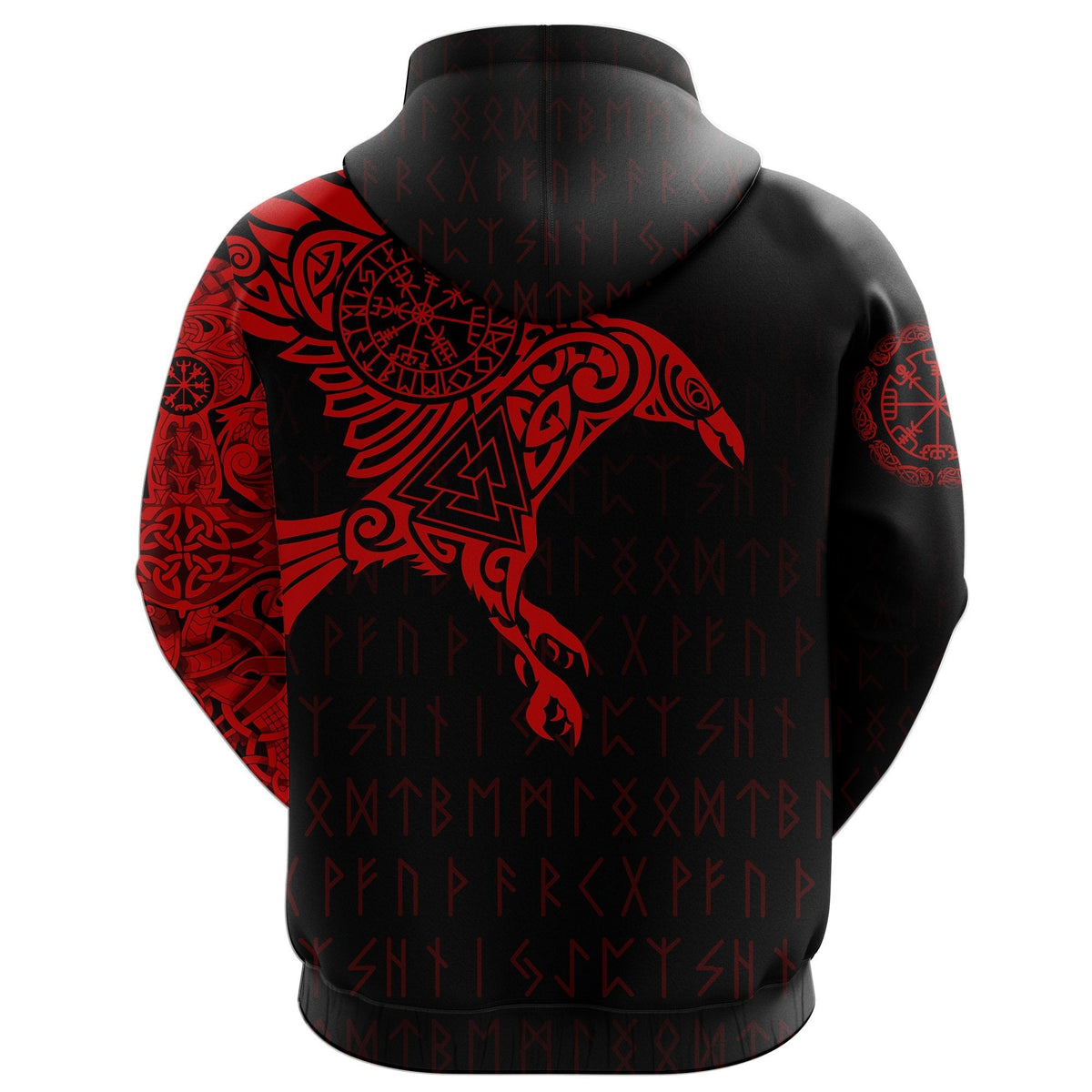 Viking The Raven Of Odin Tattoo Hoodie Red RLT12 - Wonder Print Shop