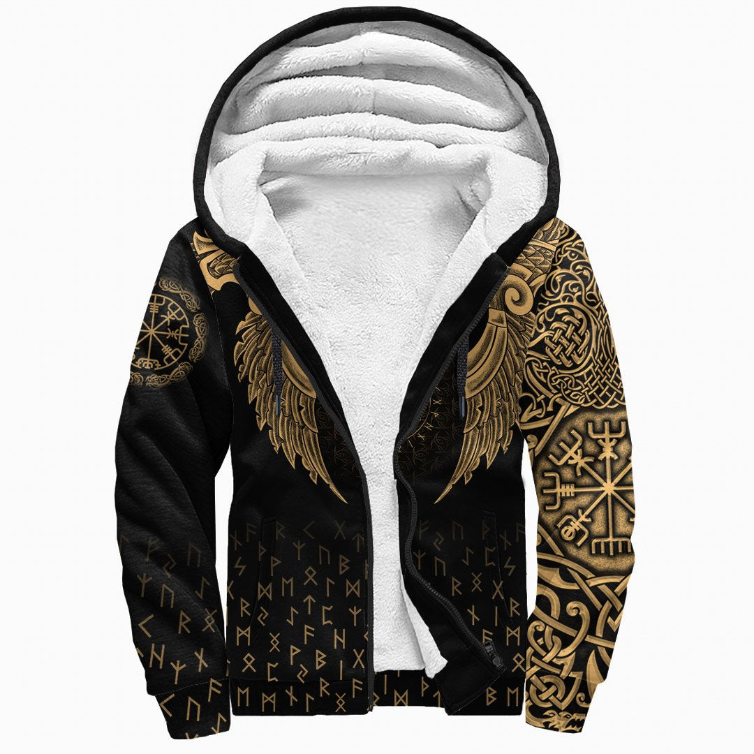 Viking Sherpa Hoodie - Nordic Raven Tattoos RLT12 - Wonder Print Shop