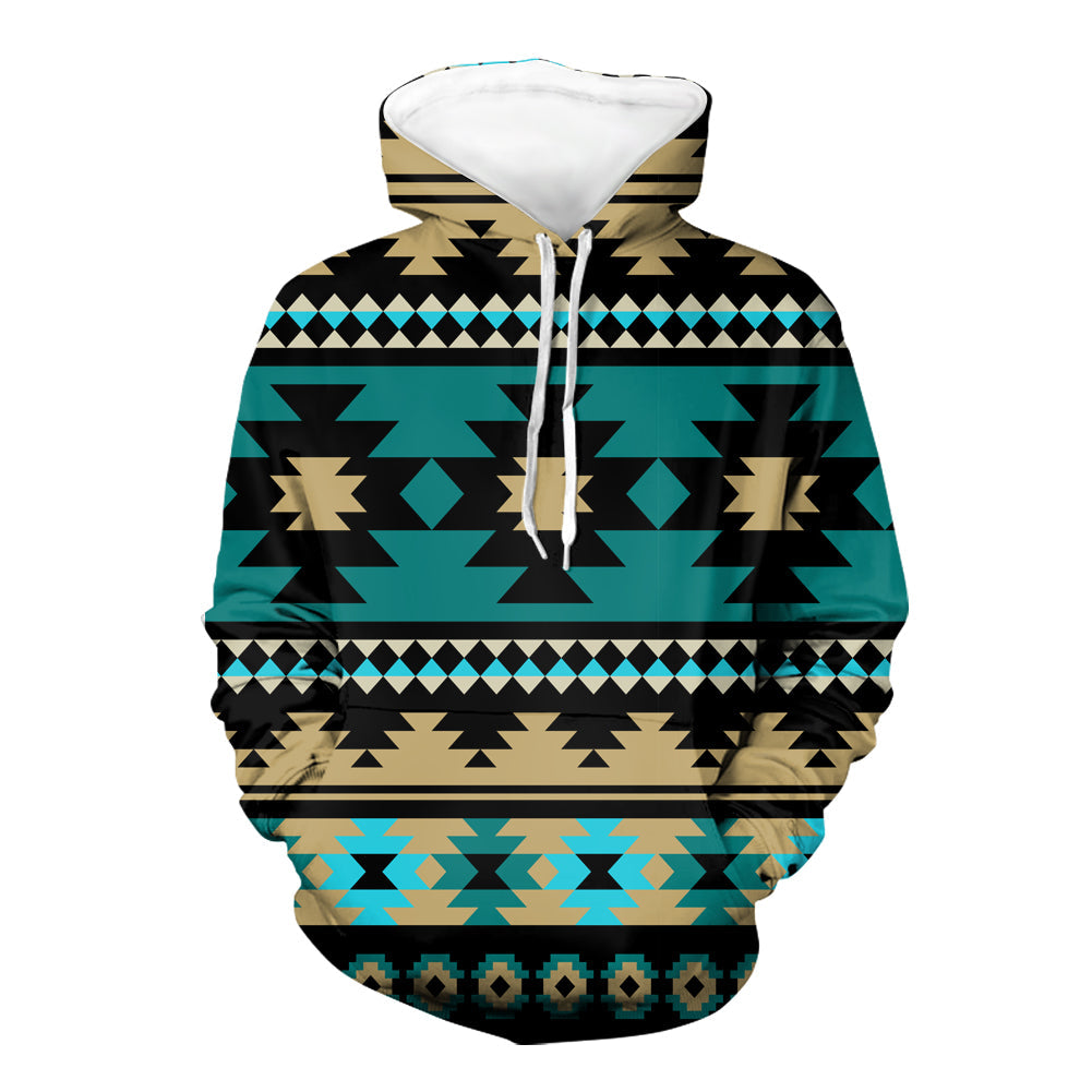 Green Ethnic Aztec Pattern Native American 3D Hoodie LT10 - Wonder Print Shop