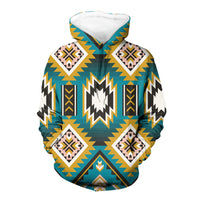 Native American Turquoise Geometric Pattern 3D Hoodie LT10 - Wonder Print Shop