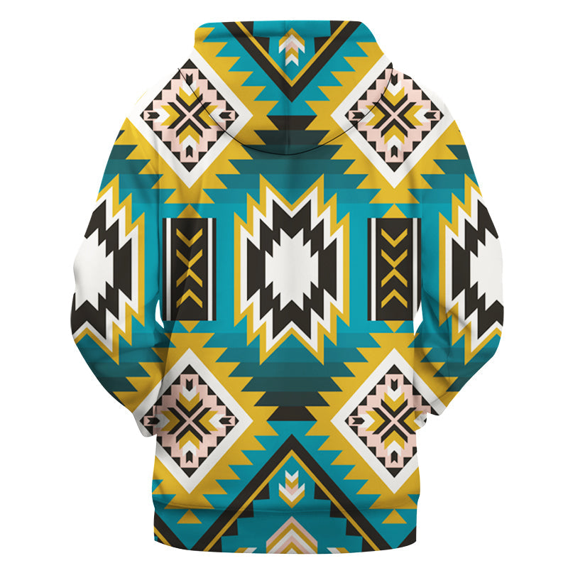 Native American Turquoise Geometric Pattern 3D Hoodie LT10 - Wonder Print Shop