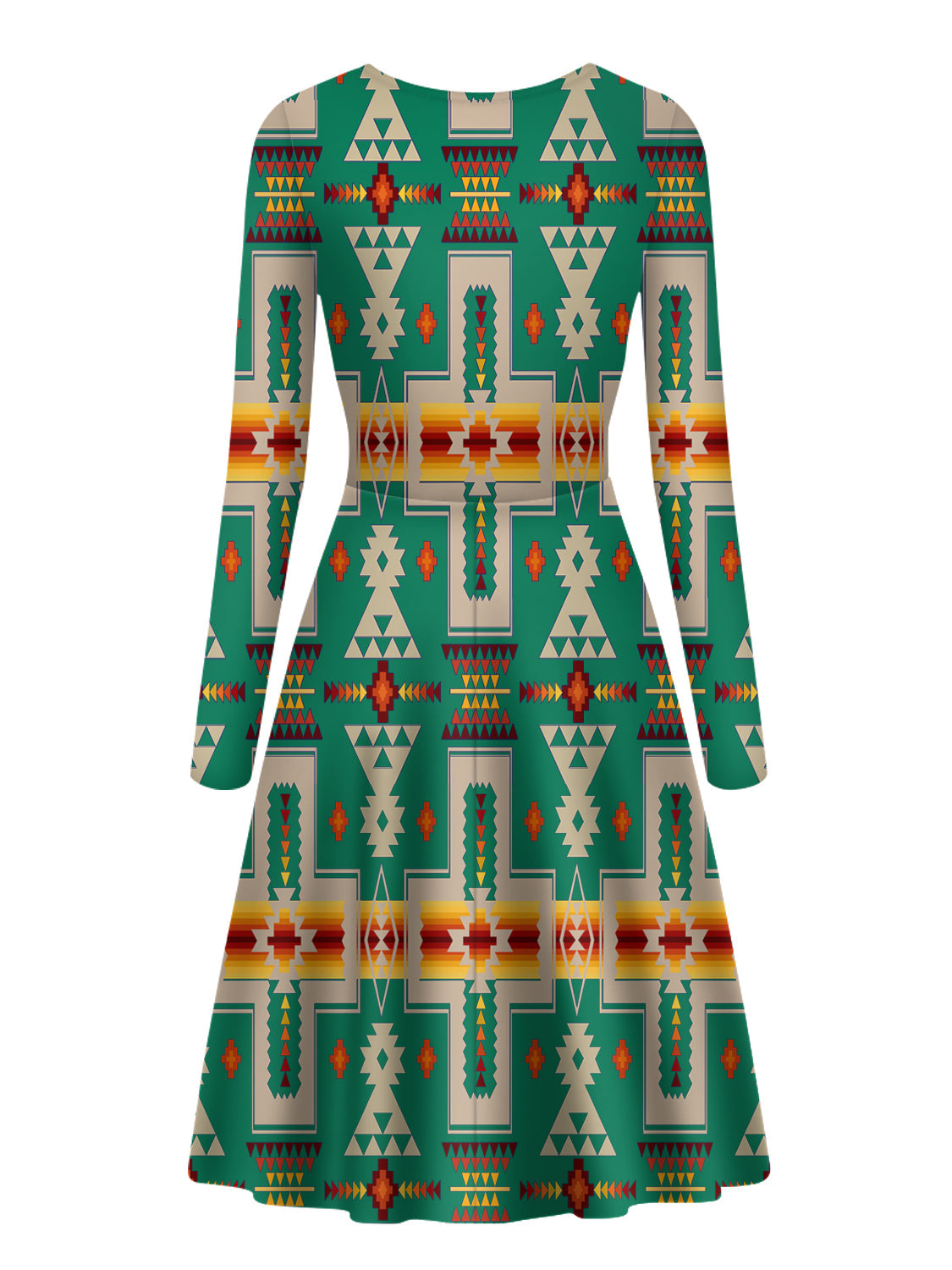 green-design-native-american-long-sleeve-dress