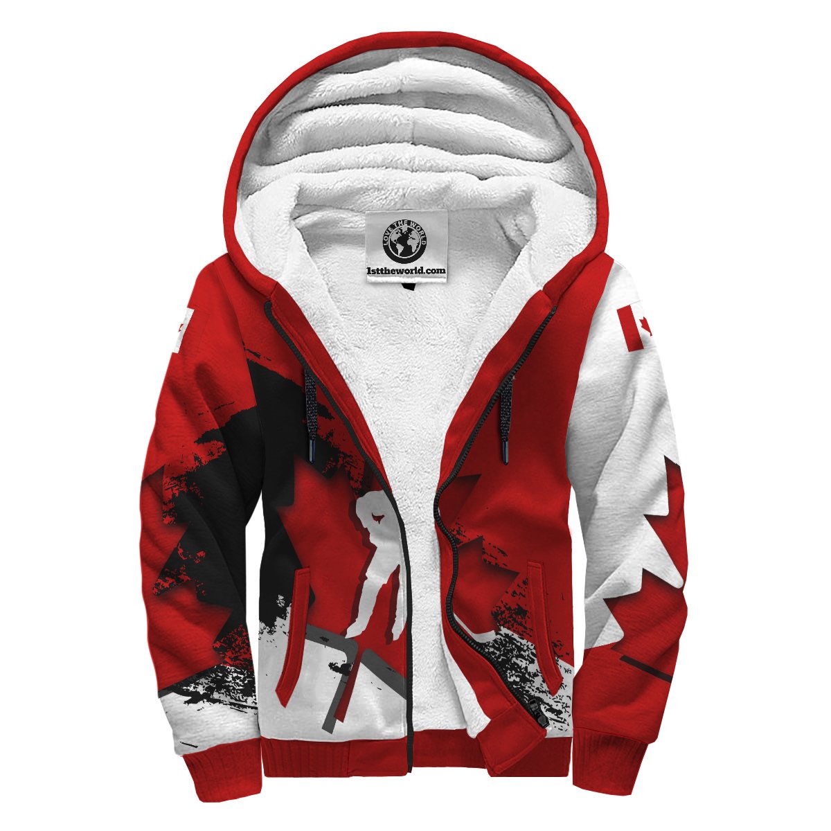 Canada Sherpa Hoodie - Maple Leaf Hockey - Wonder Print Shop