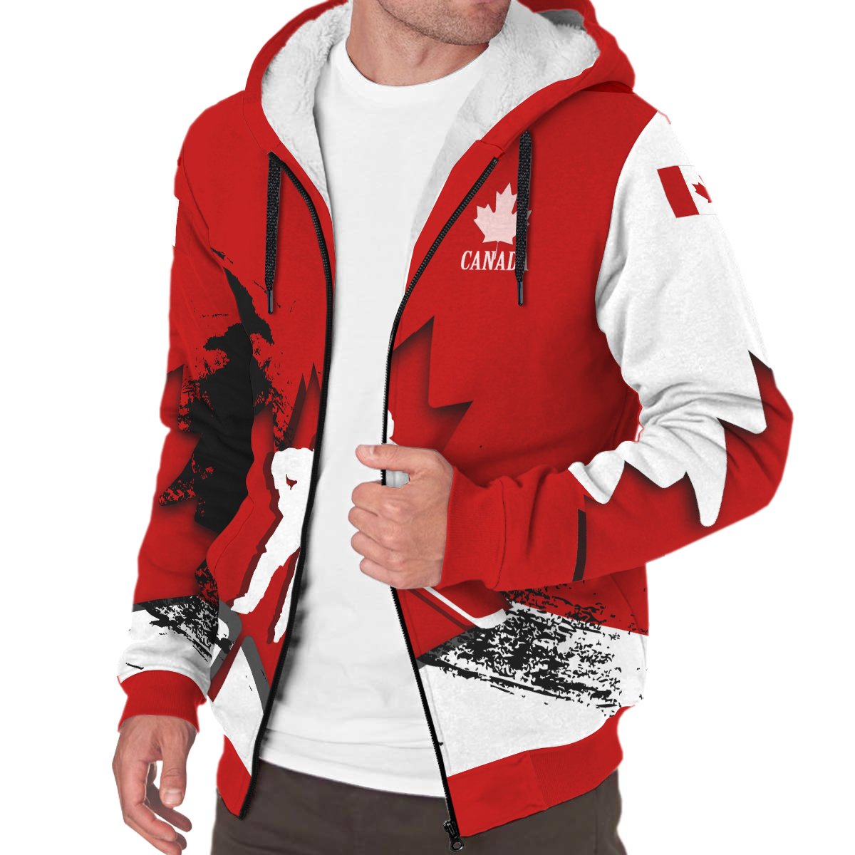Canada Sherpa Hoodie - Maple Leaf Hockey - Wonder Print Shop