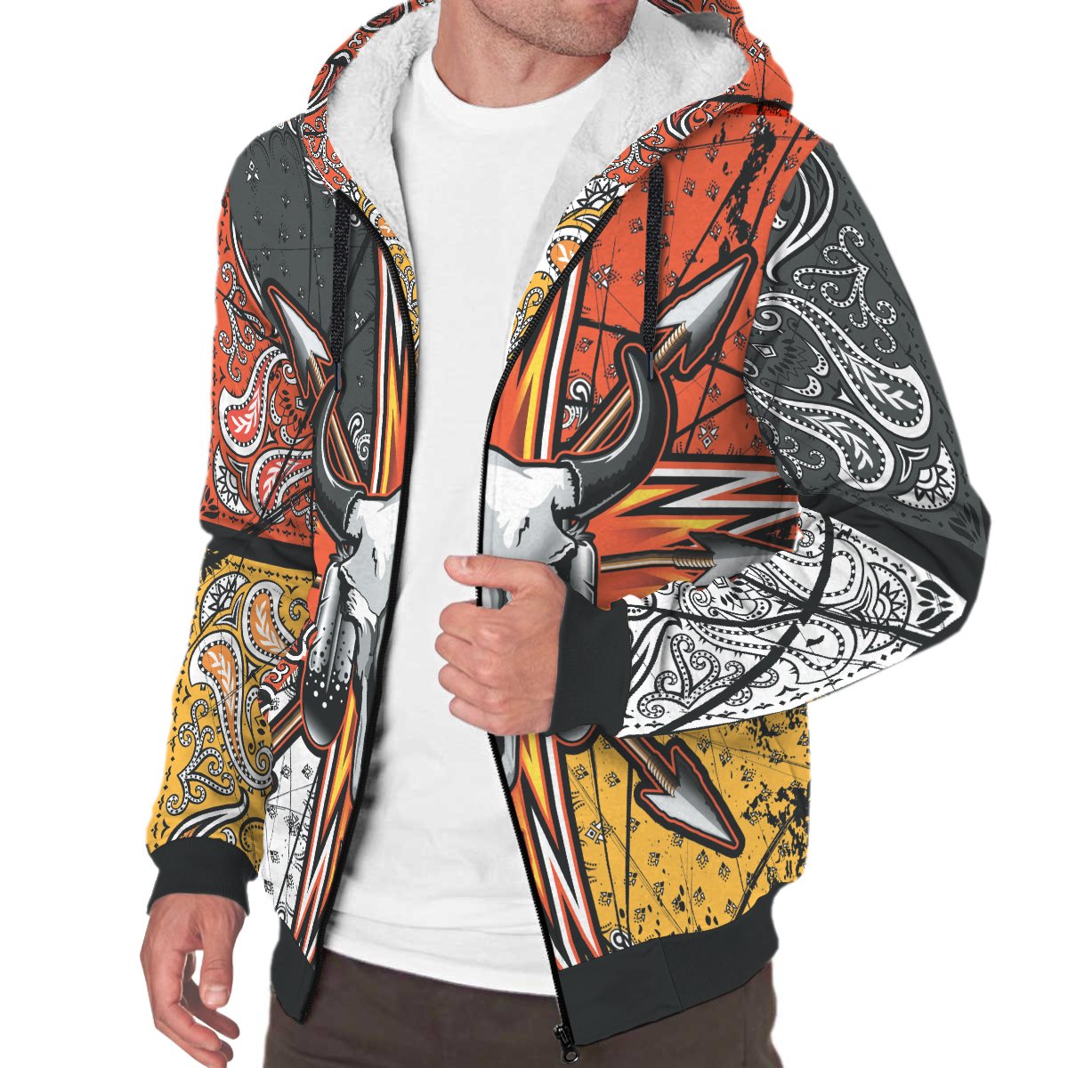 Bison Arrow 3D Native American Sherpa Hoodie LT10 - Wonder Print Shop