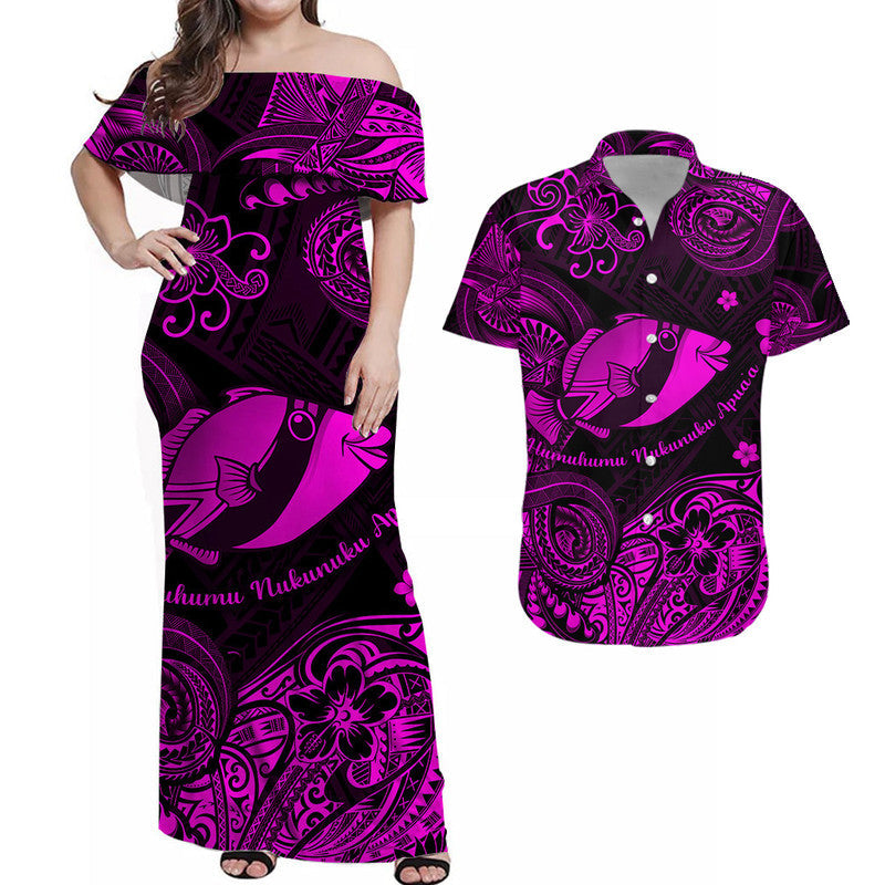 Hawaii State Fish: Humuhumu Nukunuku Apuaa Polynesian Matching Hawaiian Outfits For Couples Unique Style - Pink LT8 - Wonder Print Shop
