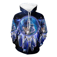 Native American Girl and Wolves Dream Catcher 3D Hoodie LT10 - Wonder Print Shop