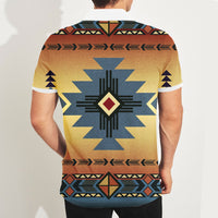 Southwest Blue Symbol Native American Polo T Shirt 3D LT10 - Wonder Print Shop