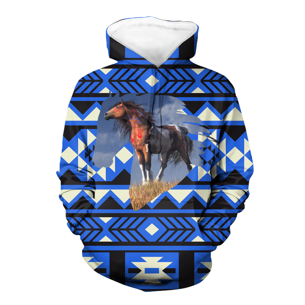 Brown White Horse Native American 3D Hoodie LT10 - Wonder Print Shop