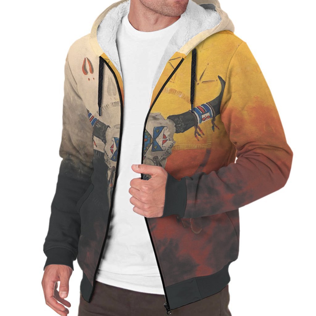 Bison Medicine Wheels Native American Sherpa Hoodie LT10 - Wonder Print Shop
