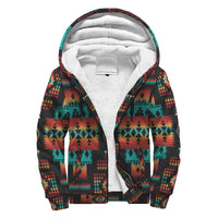 Navy Native Tribes Pattern Native American AOP Sherpa Hoodies LT10 - Wonder Print Shop