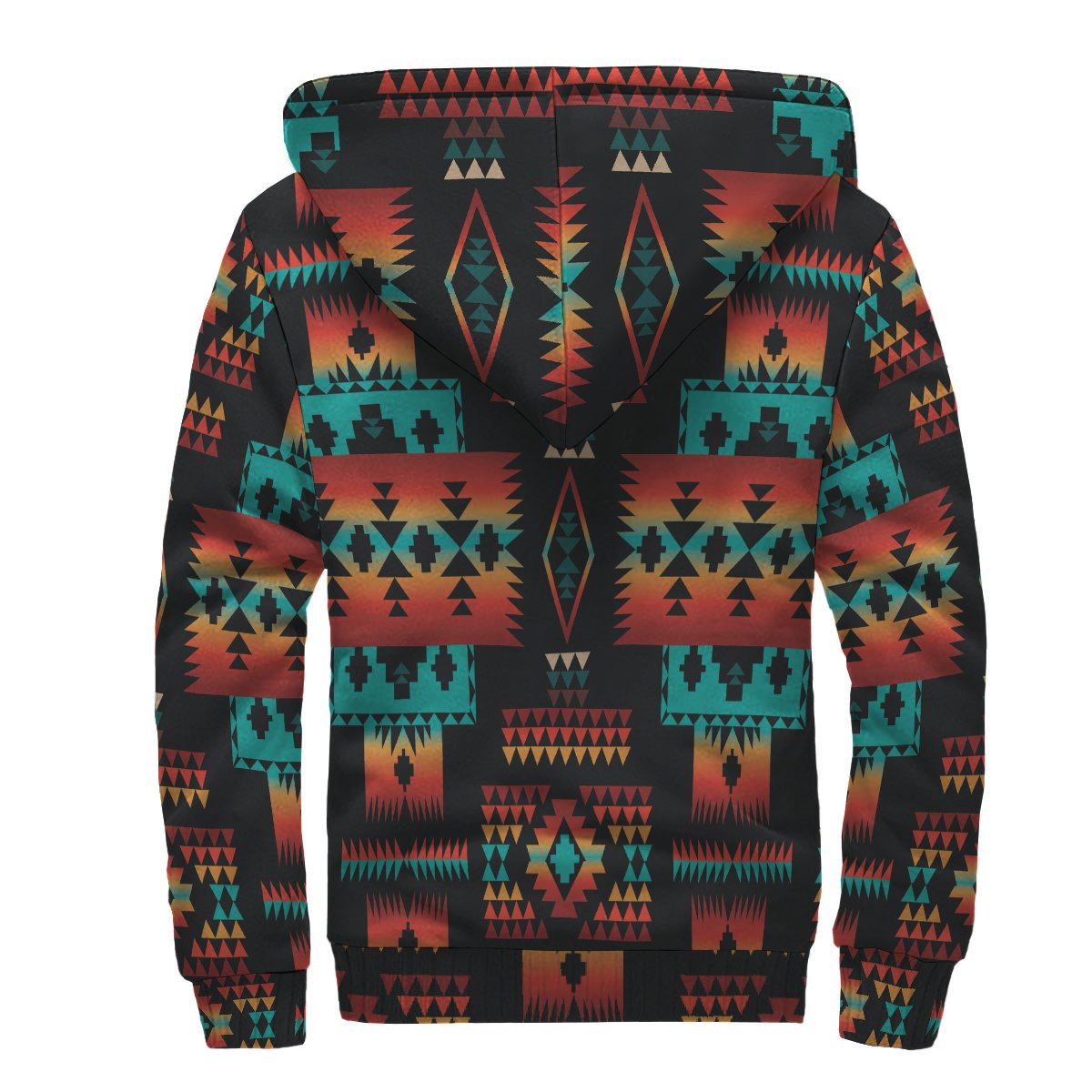 Navy Native Tribes Pattern Native American AOP Sherpa Hoodies LT10 - Wonder Print Shop