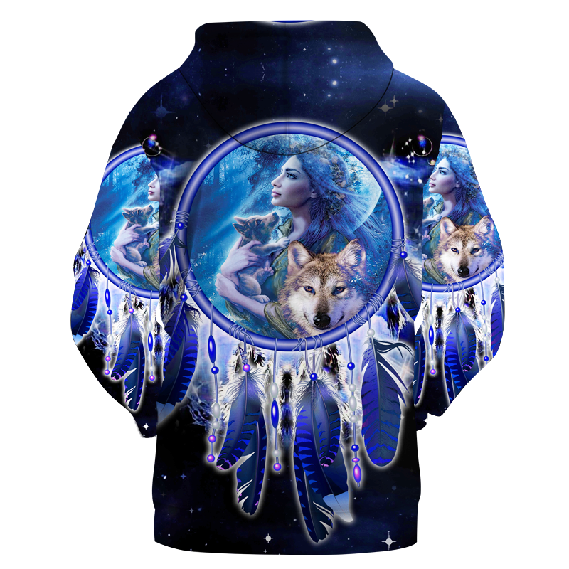Native American Girl and Wolves Dream Catcher 3D Hoodie LT10 - Wonder Print Shop