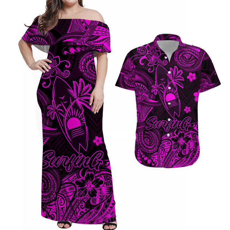 Hawaii Surfing Polynesian Matching Hawaiian Outfits For Couples Unique Style - Pink LT8 - Wonder Print Shop