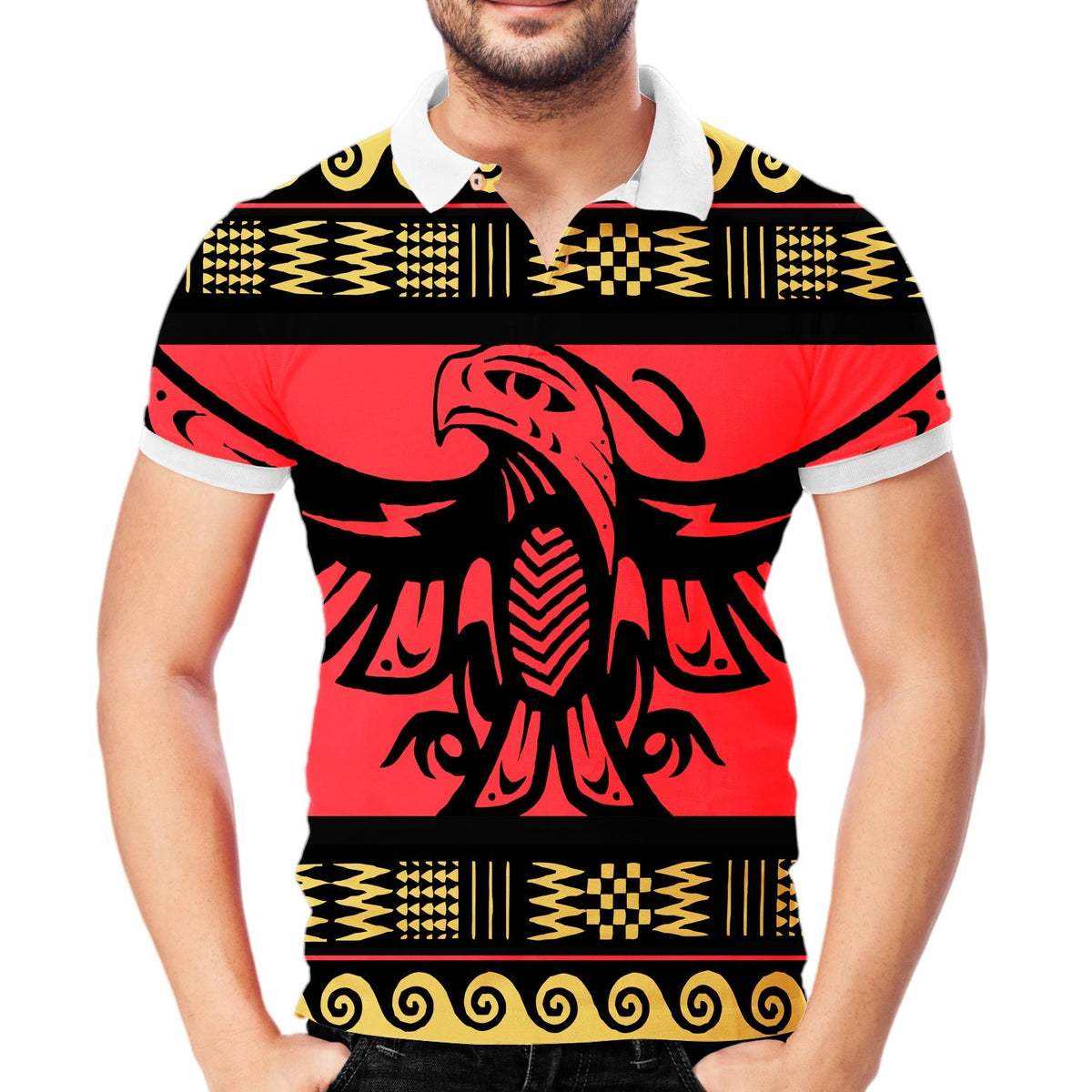 Red Phoenix Native American Polo T Shirt 3D LT10 - Wonder Print Shop