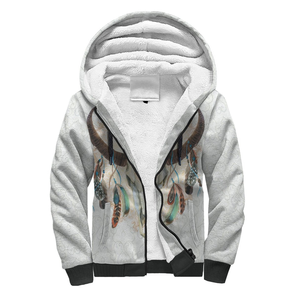 Mandala White Bison Native American All Over Sherpa Hoodie LT10 - Wonder Print Shop
