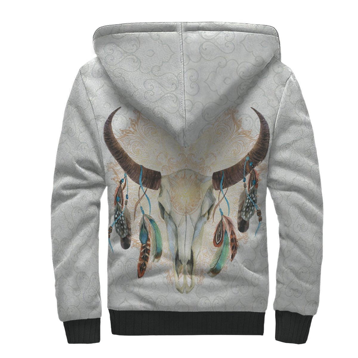 Mandala White Bison Native American All Over Sherpa Hoodie LT10 - Wonder Print Shop