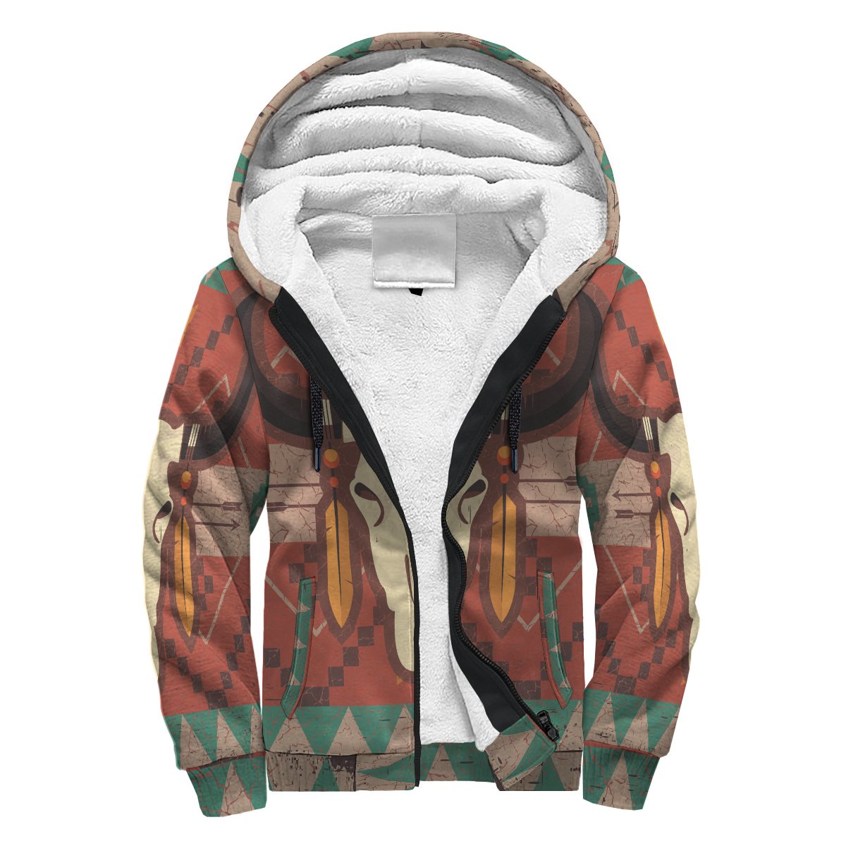 Bison Skull Native American Sherpa Hoodie LT10 - Wonder Print Shop