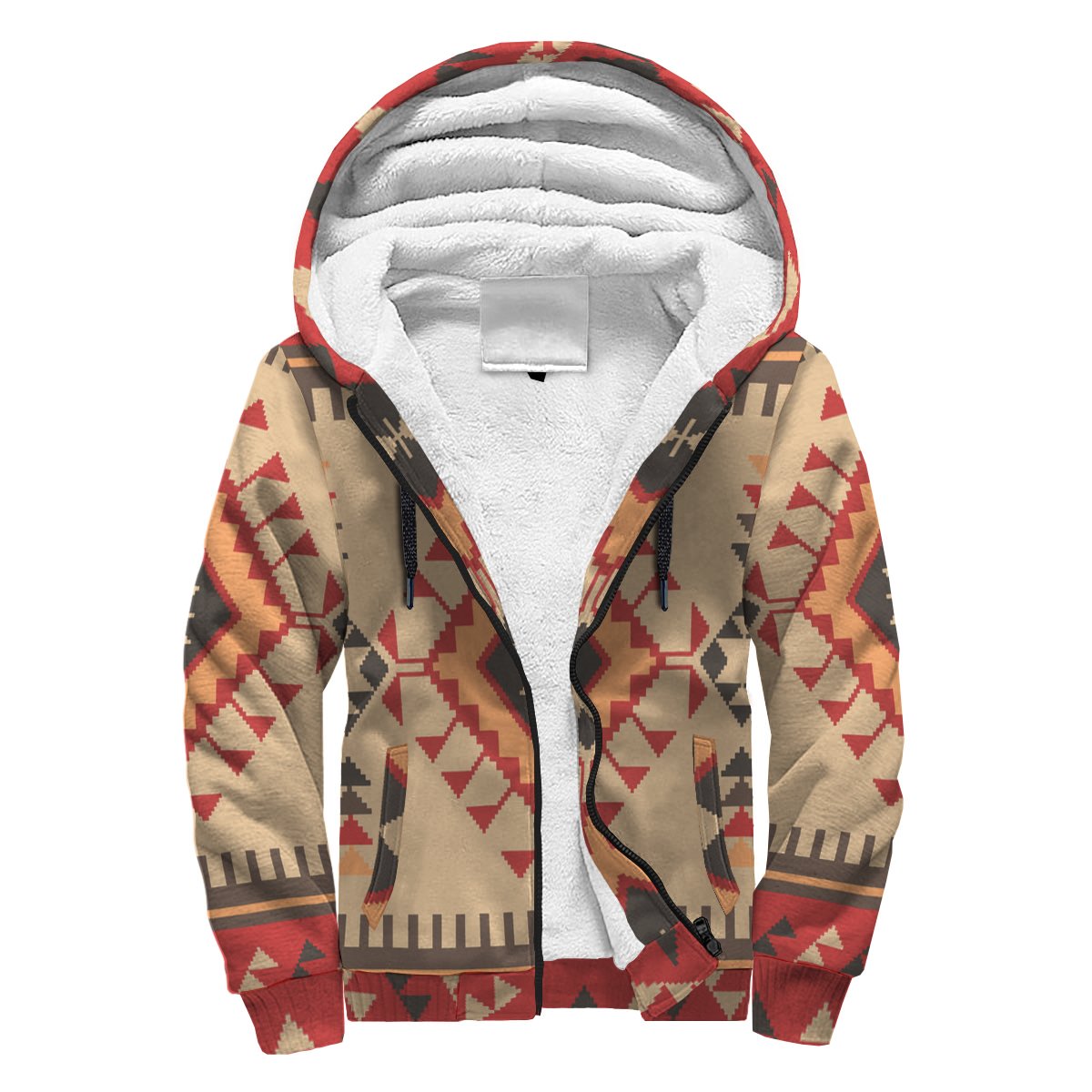 Native American Tribal Ethnic Seamless Pattern Geometric Sherpa Hoodie LT10 - Wonder Print Shop