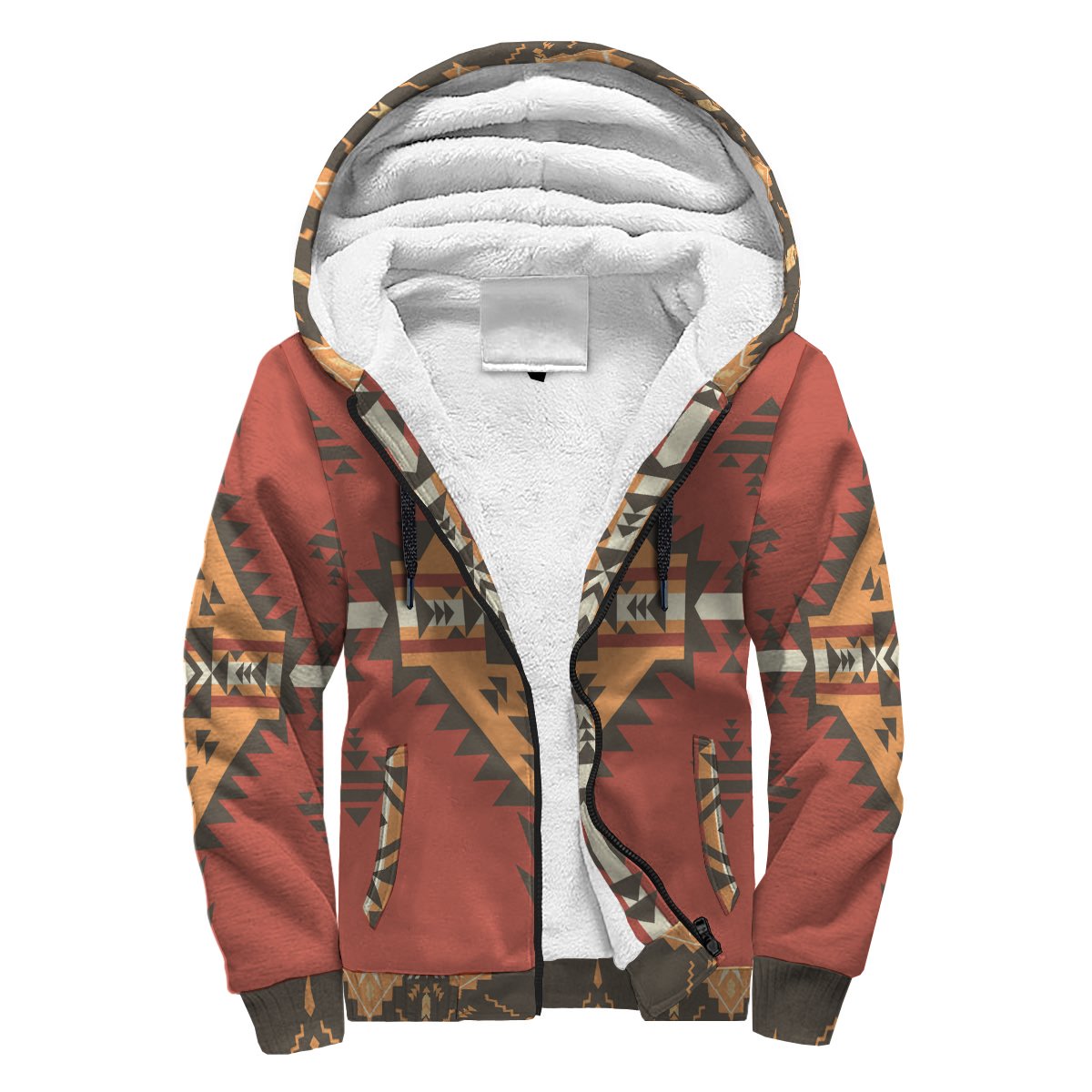Red Native American 3D Sherpa Hoodie LT10 - Wonder Print Shop