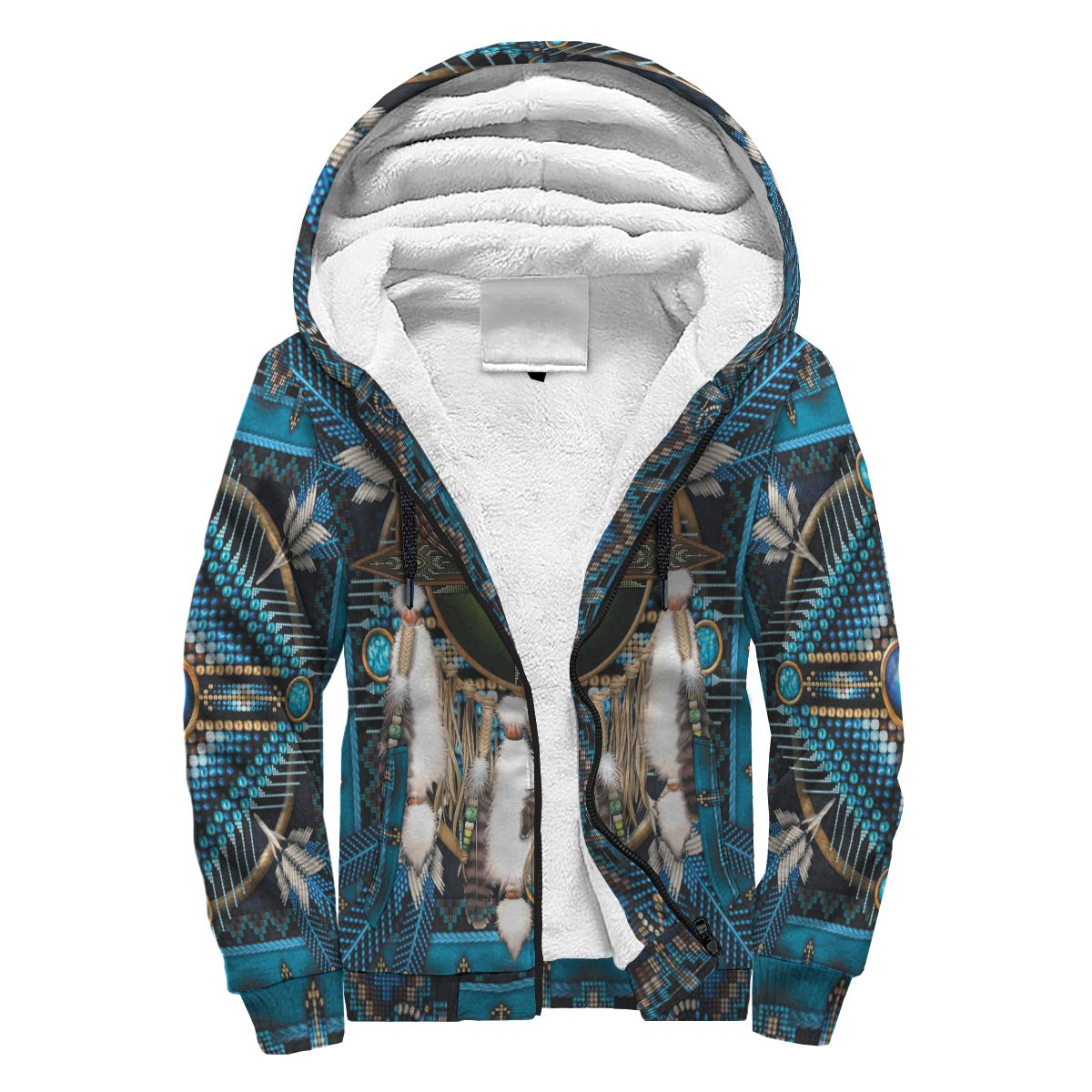 3D Barred Owl Mandala Blue Native American Sherpa Hoodie LT10 - Wonder Print Shop