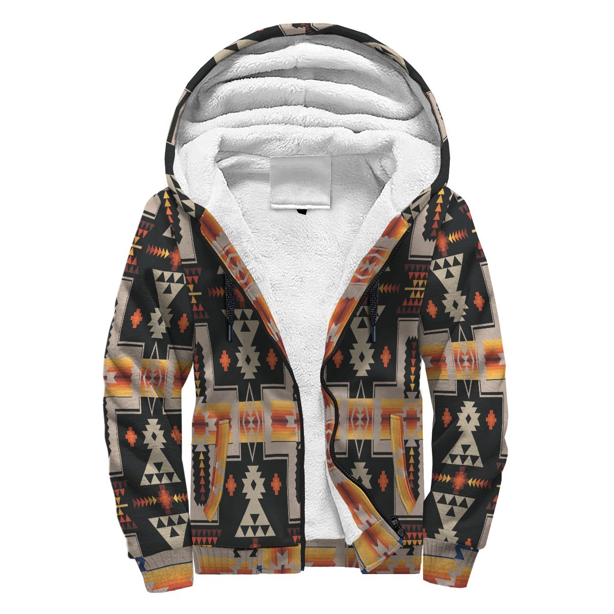 Black Tribe Border Native American AOP Sherpa Hoodie LT10 - Wonder Print Shop