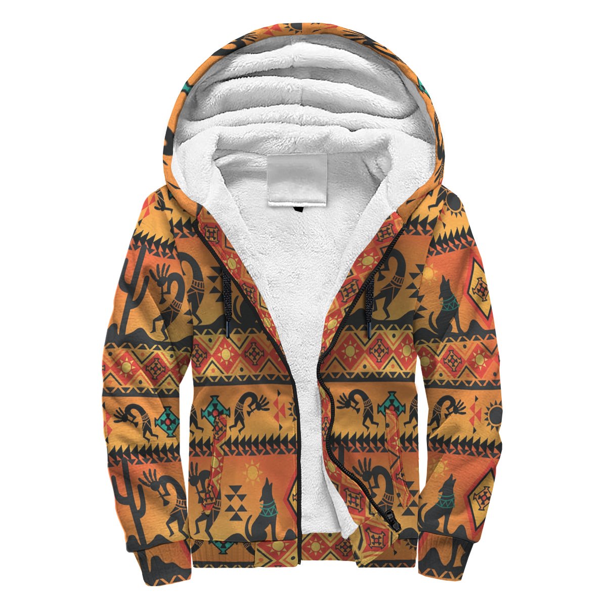 Kokopelli Myth Yellow Native American Sherpa Hoodie LT10 - Wonder Print Shop
