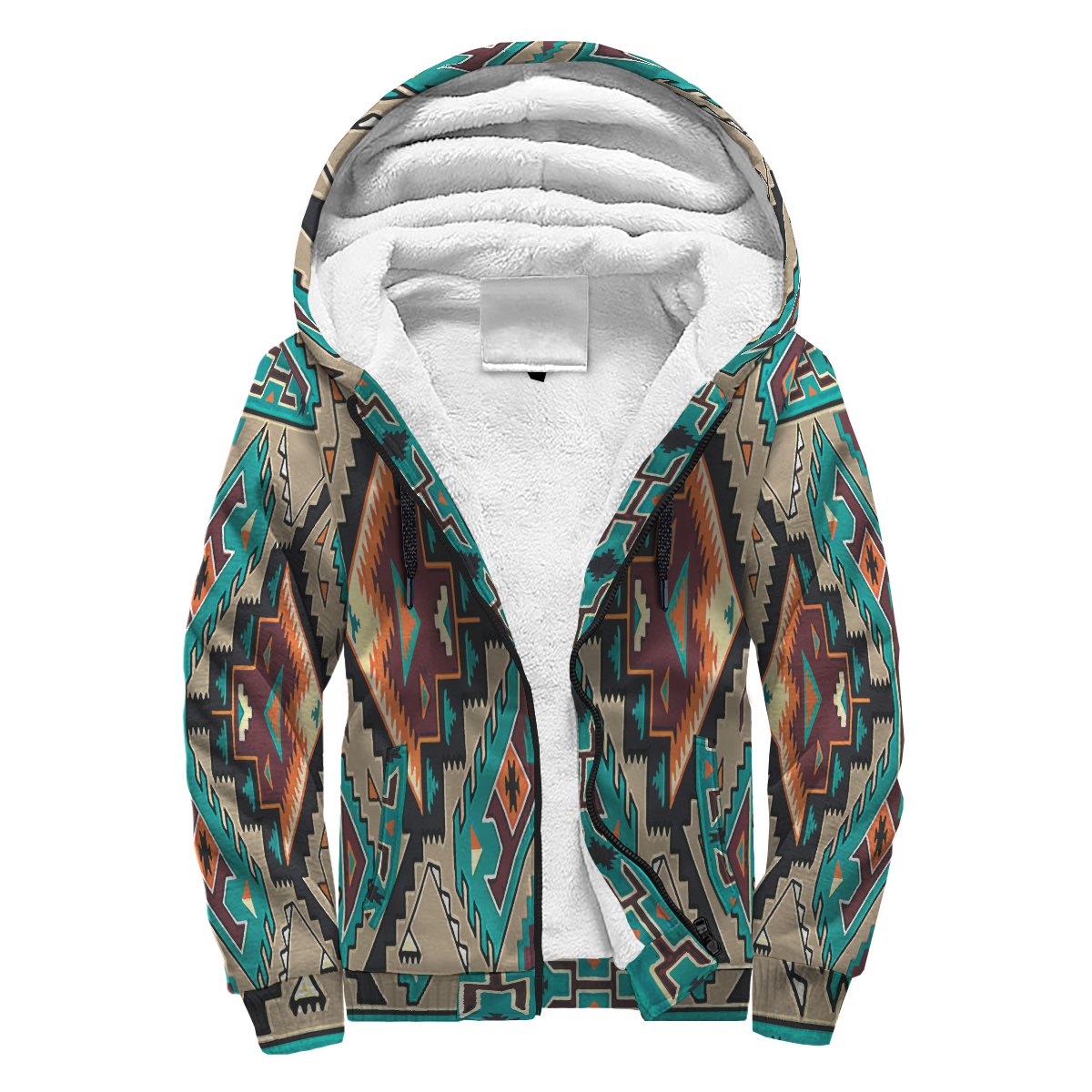 Tribe Blue Pattern Native American AOP Sherpa Hoodie LT10 - Wonder Print Shop