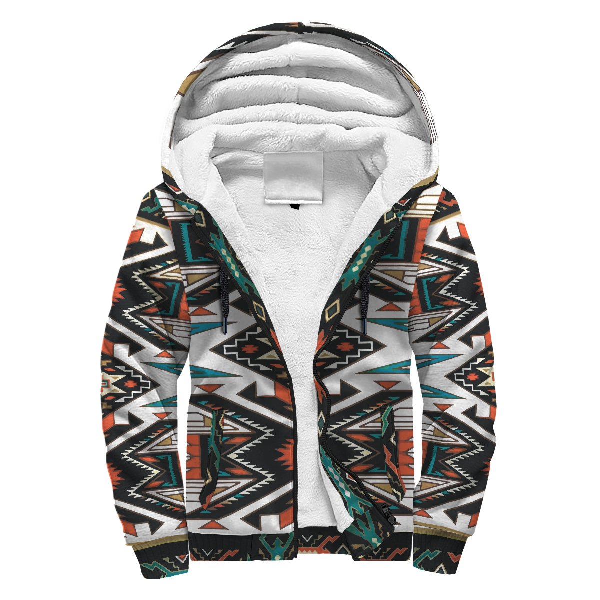 Tribal Pattern Colorful Native American AOP Sherpa Hoodie LT10 - Wonder Print Shop