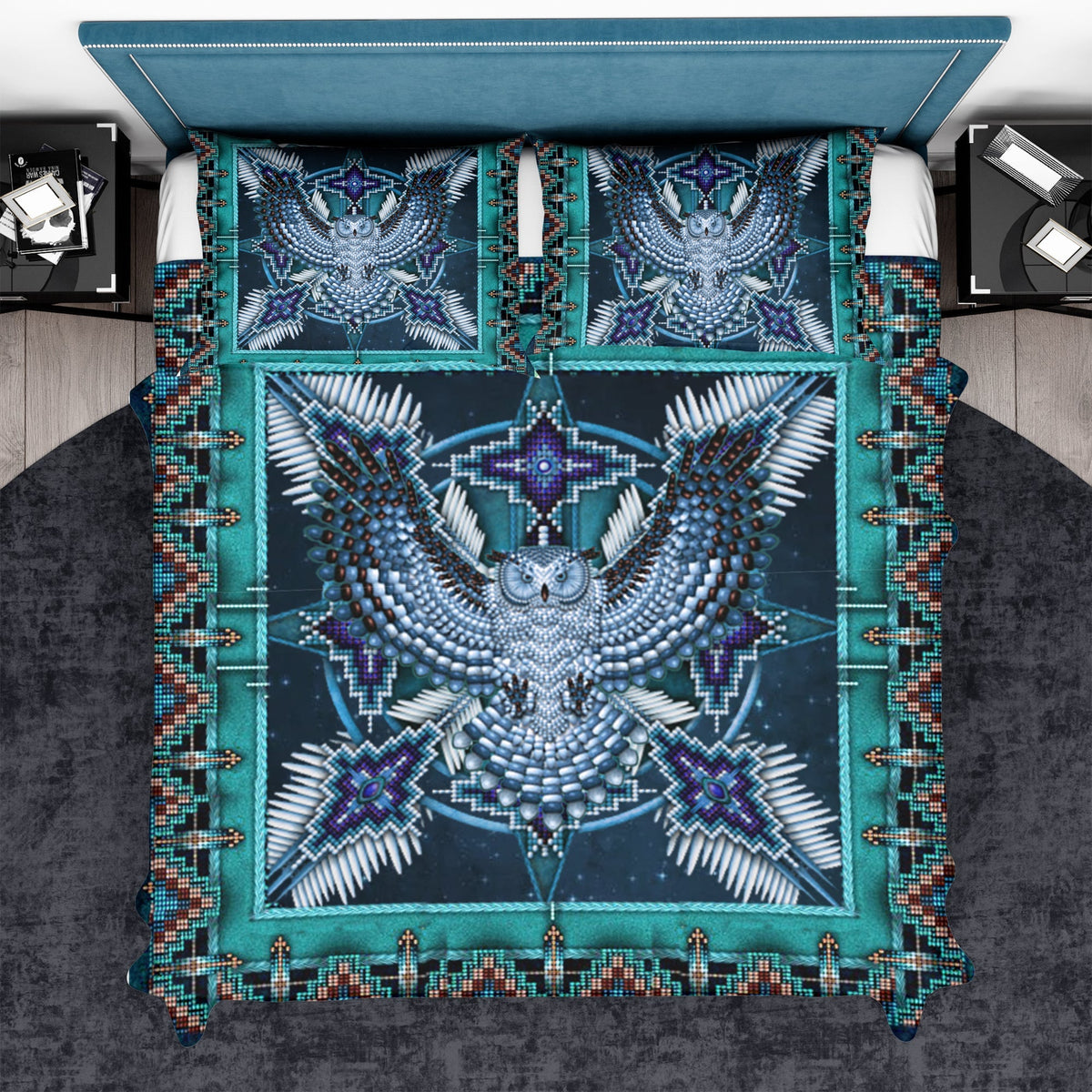 Blue Mandala Thunderbird Native American Native American Bedding Set LT10 - Wonder Print Shop
