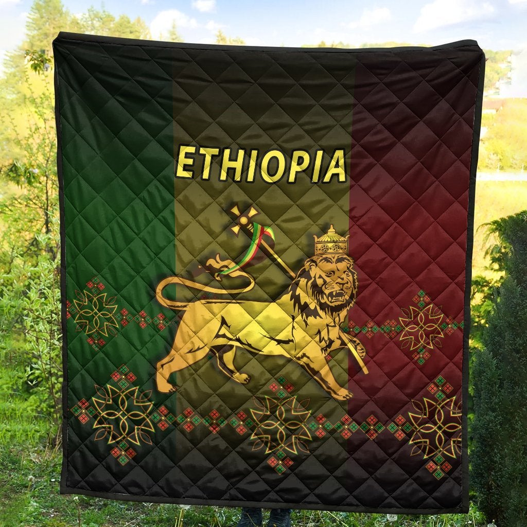 Ethiopia Premium Quilt Cross Lion and Flag LT13 - Wonder Print Shop