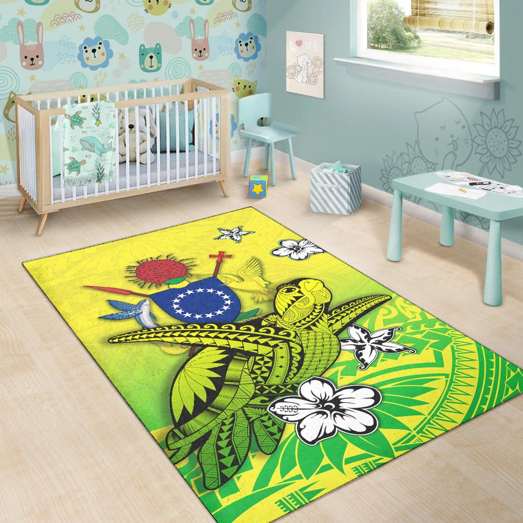 Cook Islands Area Rug Loved Polynesian Turtle LT13 - Wonder Print Shop
