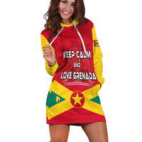 Multicolor hoodie dress, front graphic text, red yellow green, white drawstring hood pocket