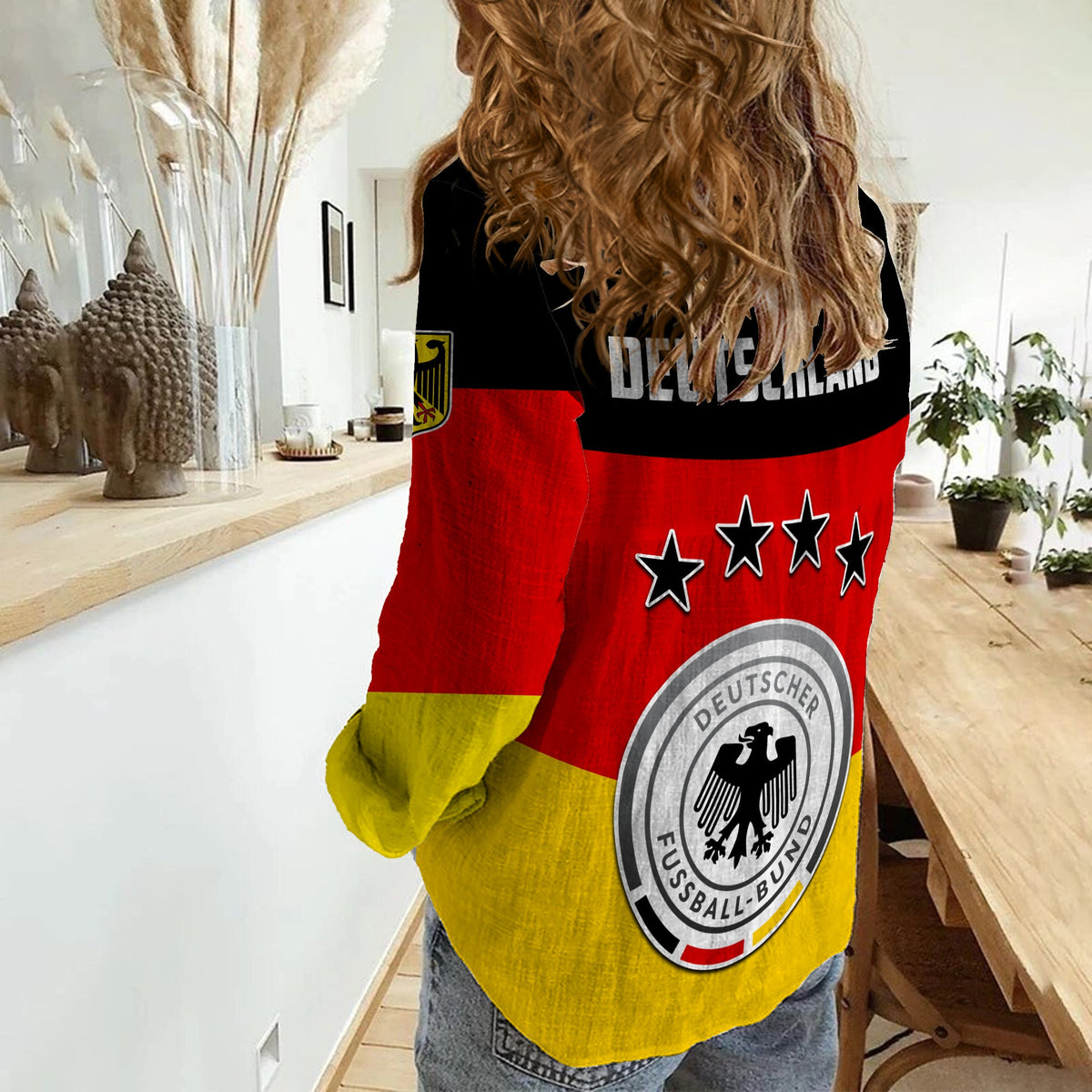 Germany Football Women Casual Shirt Deutschland Sporty Style LT13 - Wonder Print Shop