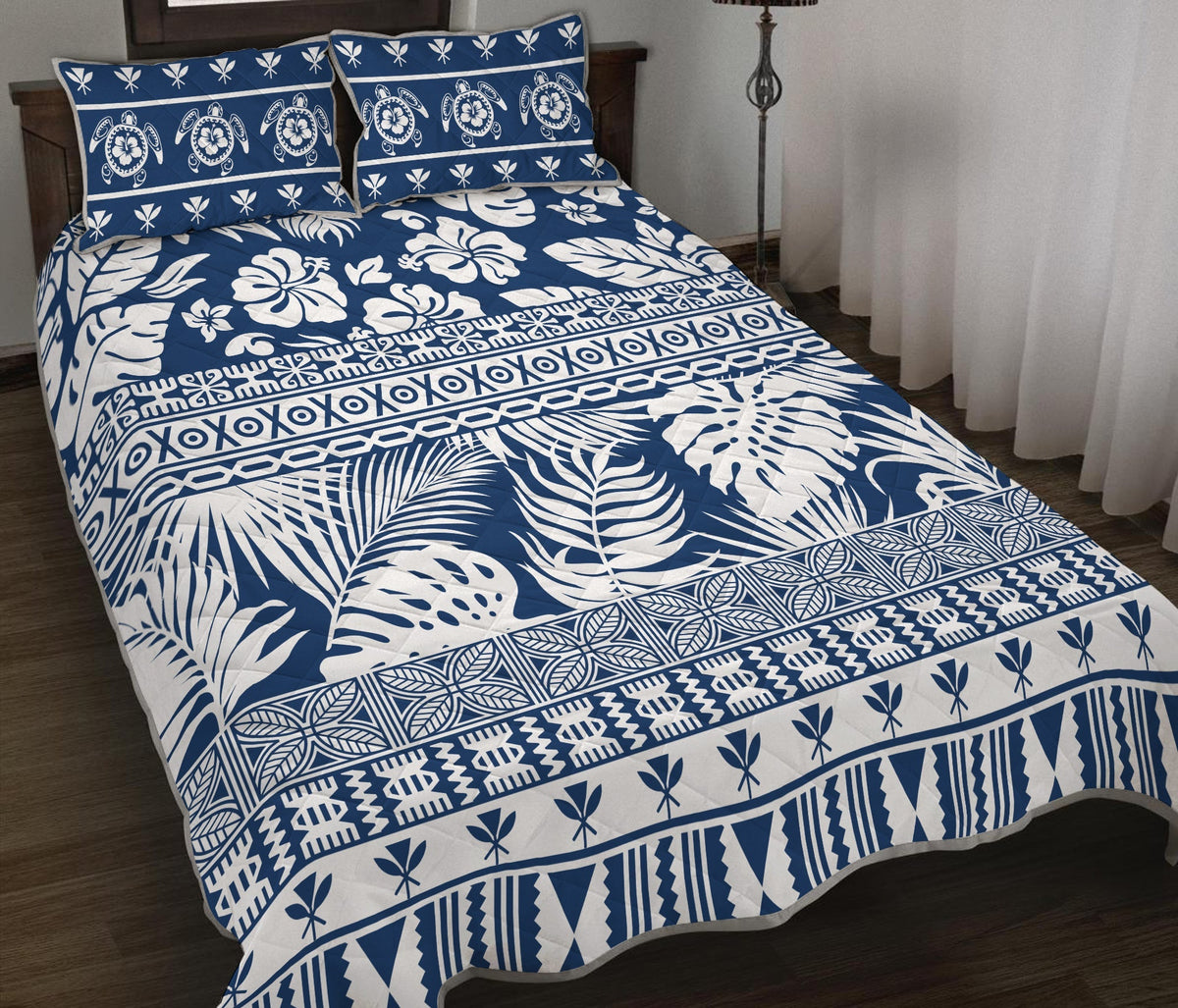 Hawaii Quilt Bed Set Pattern Version Unique Navy LT13 - Wonder Print Shop