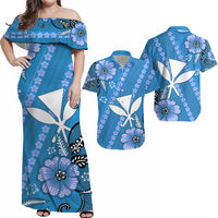 Hawaii Matching Hawaiian Shirt And Dress Kakau Tribal Blue Batik Floral Ver.01 LT13 - Wonder Print Shop