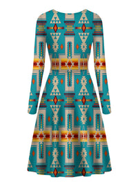 turquoise-design-native-american-long-sleeve-dress