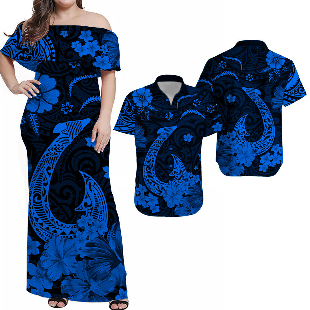 Hawaii Matching Hawaiian Shirt And Dress Polynesia Blue Fish Hook LT13 - Wonder Print Shop