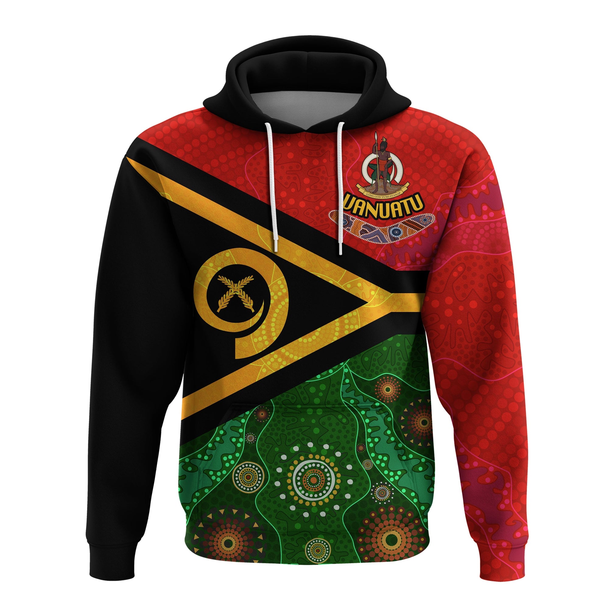 Vanuatu With Aboriginal Patterns Hoodie LT20 - Wonder Print Shop