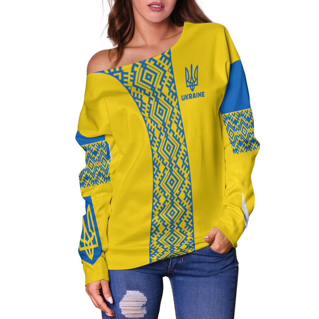 Ukraine Off Shoulder Sweater Ukrainian Pattern LT13 - Wonder Print Shop