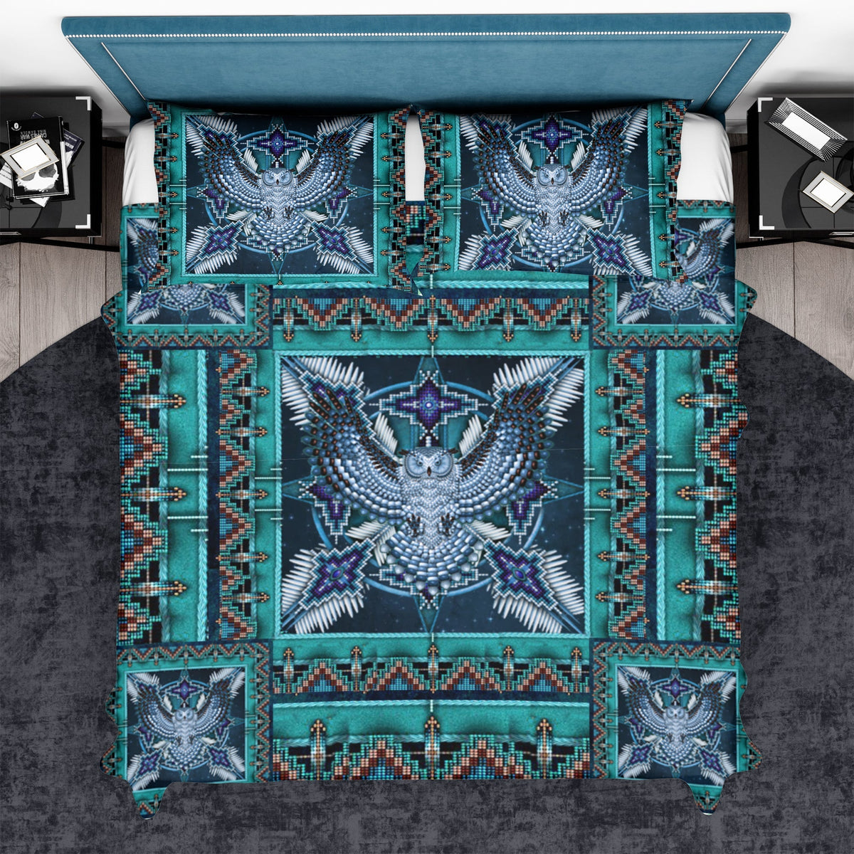 Blue Mandala Thunderbird Native American Native American Bedding Set LT10 - Wonder Print Shop