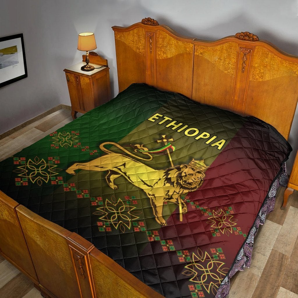Ethiopia Premium Quilt Cross Lion and Flag LT13 - Wonder Print Shop