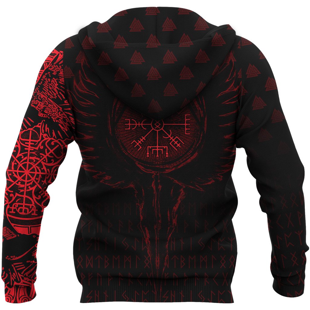 Viking Hoodie Old Norse Odin Tattoo Red RLT12 - Wonder Print Shop