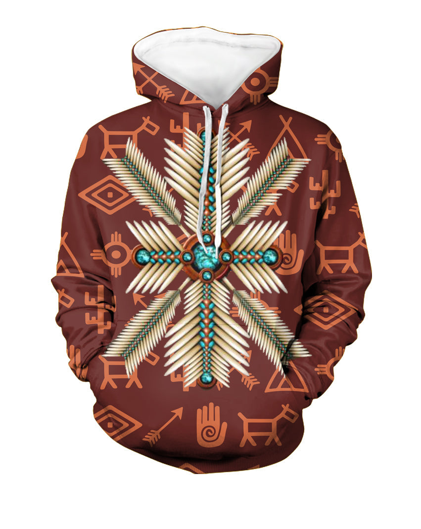 Native American HD002 Turquoise Pattern 3D Hoodie LT10 - Wonder Print Shop