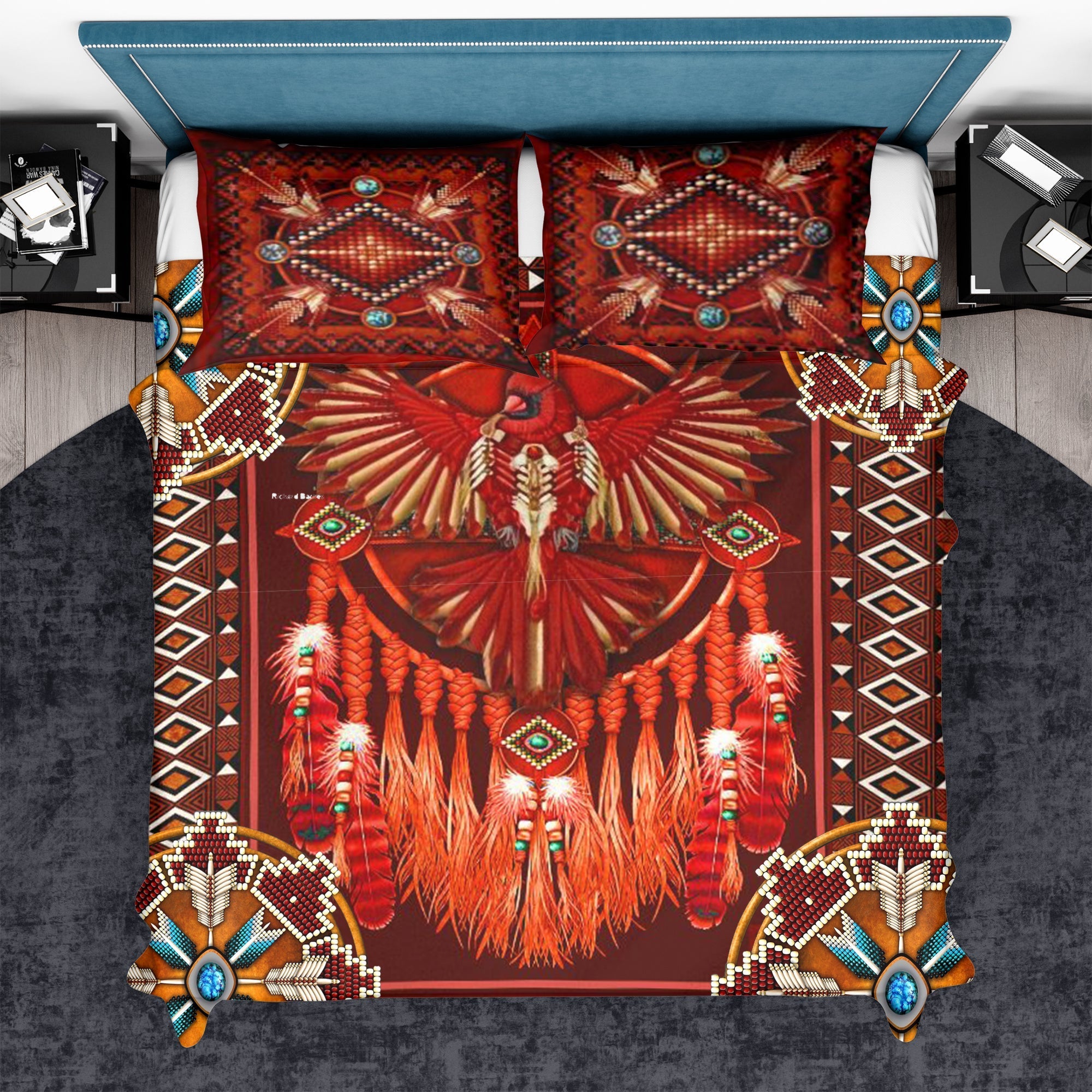 Red Mandala Thunderbird Native American Native American Bedding Set LT10 - Wonder Print Shop
