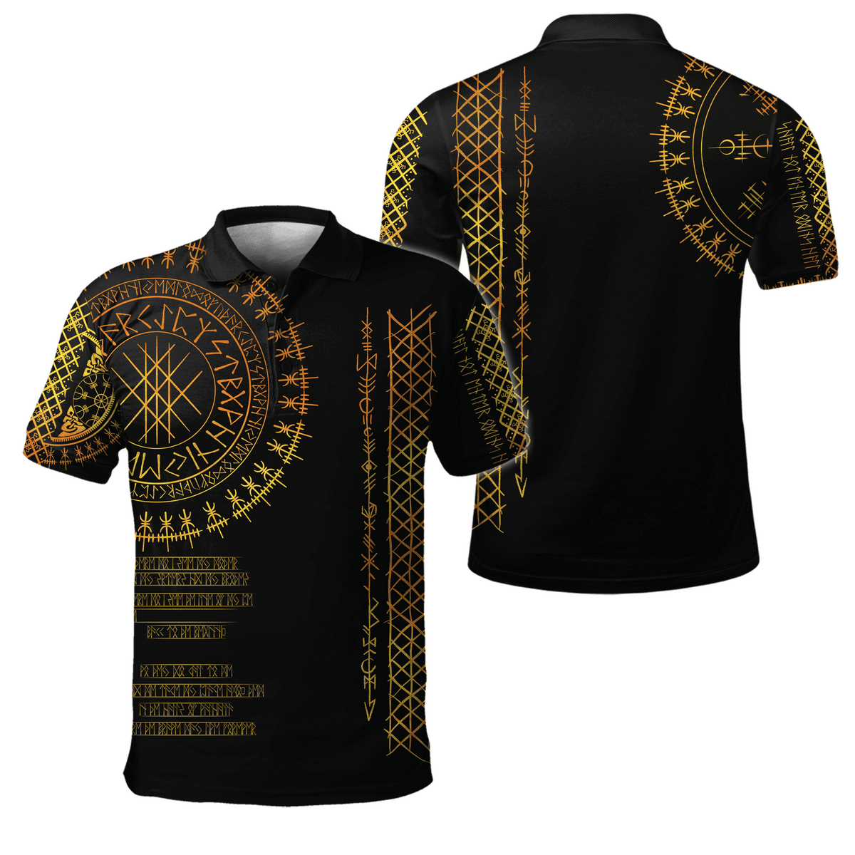 Viking Clothing Viking Golden Runes Polo Shirt RLT12 - Wonder Print Shop