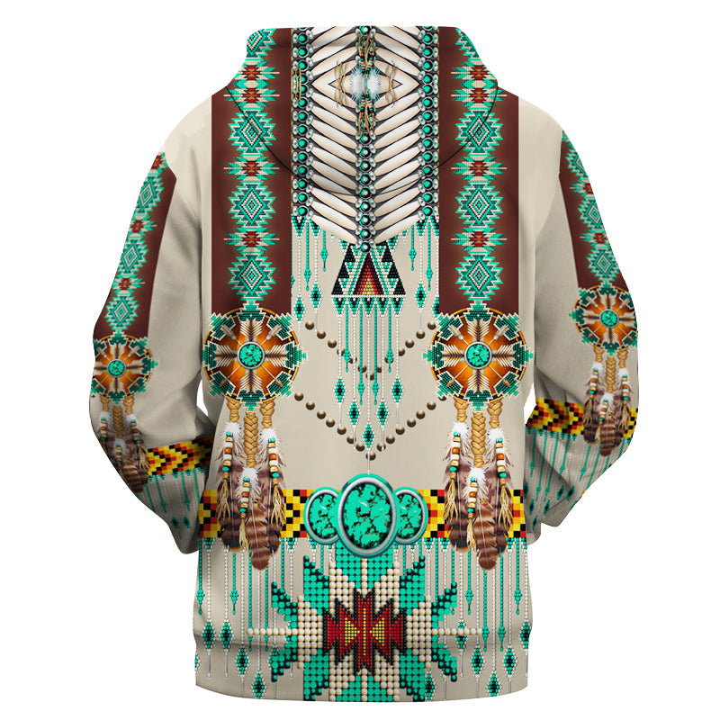 Native American Green Pattern Breastplate 3D Hoodie LT10 - Wonder Print Shop