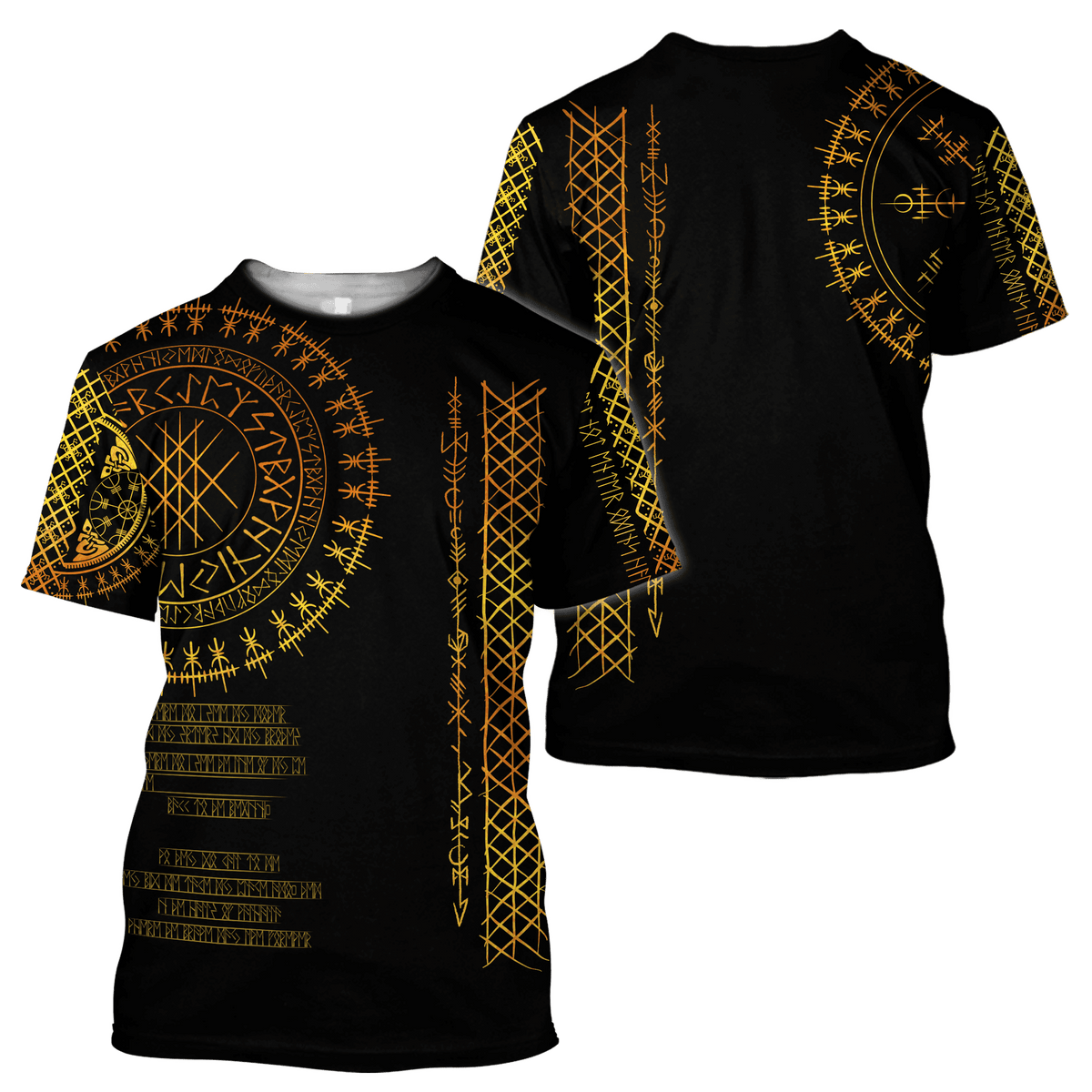 Viking Clothing Viking Golden Runes T Shirt RLT12 - Wonder Print Shop